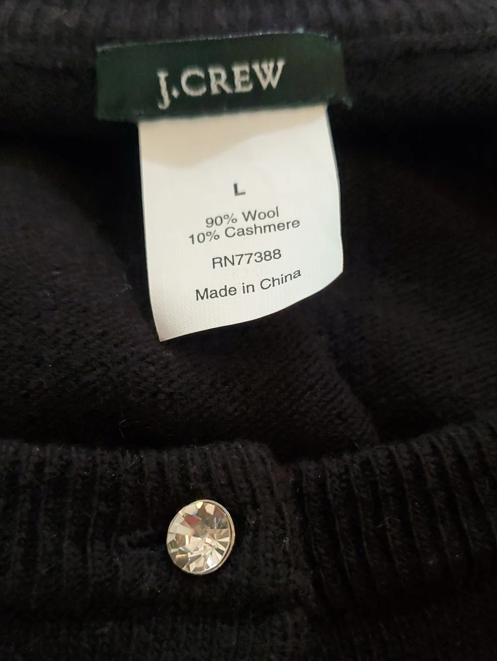 Classic Black Crewneck Cardigan Sweater